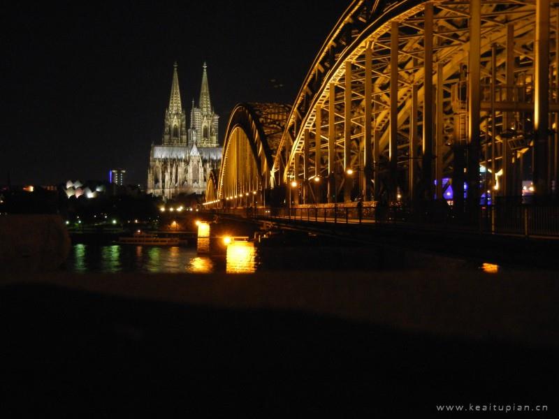 德国科隆大教堂夜景璀璨夺目高清桌面壁纸美图大全